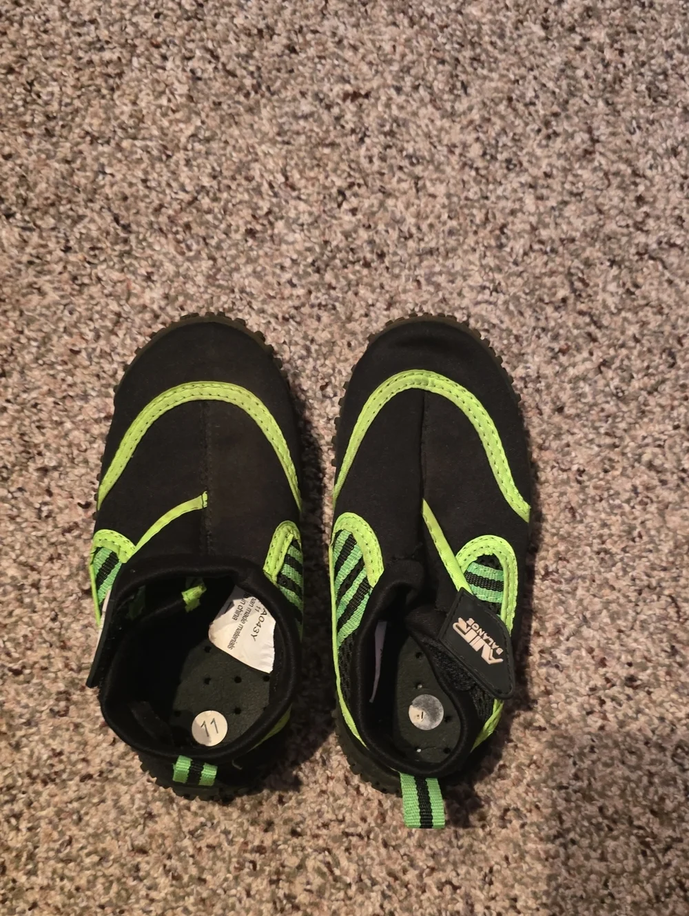 Kids Black and Neon Green Water Shoes